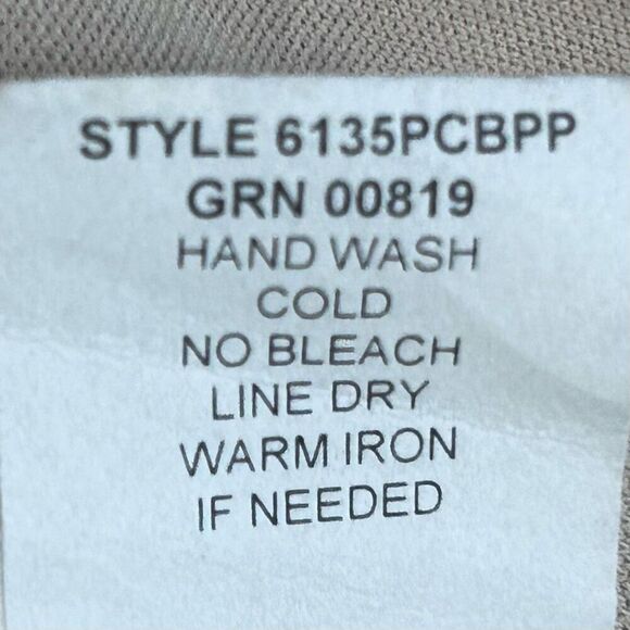 Sara Michelle Peasant Blouse Women's Petite L Neutral Paisley Keyhole 3/4 Sleeve - Picture 12 of 14